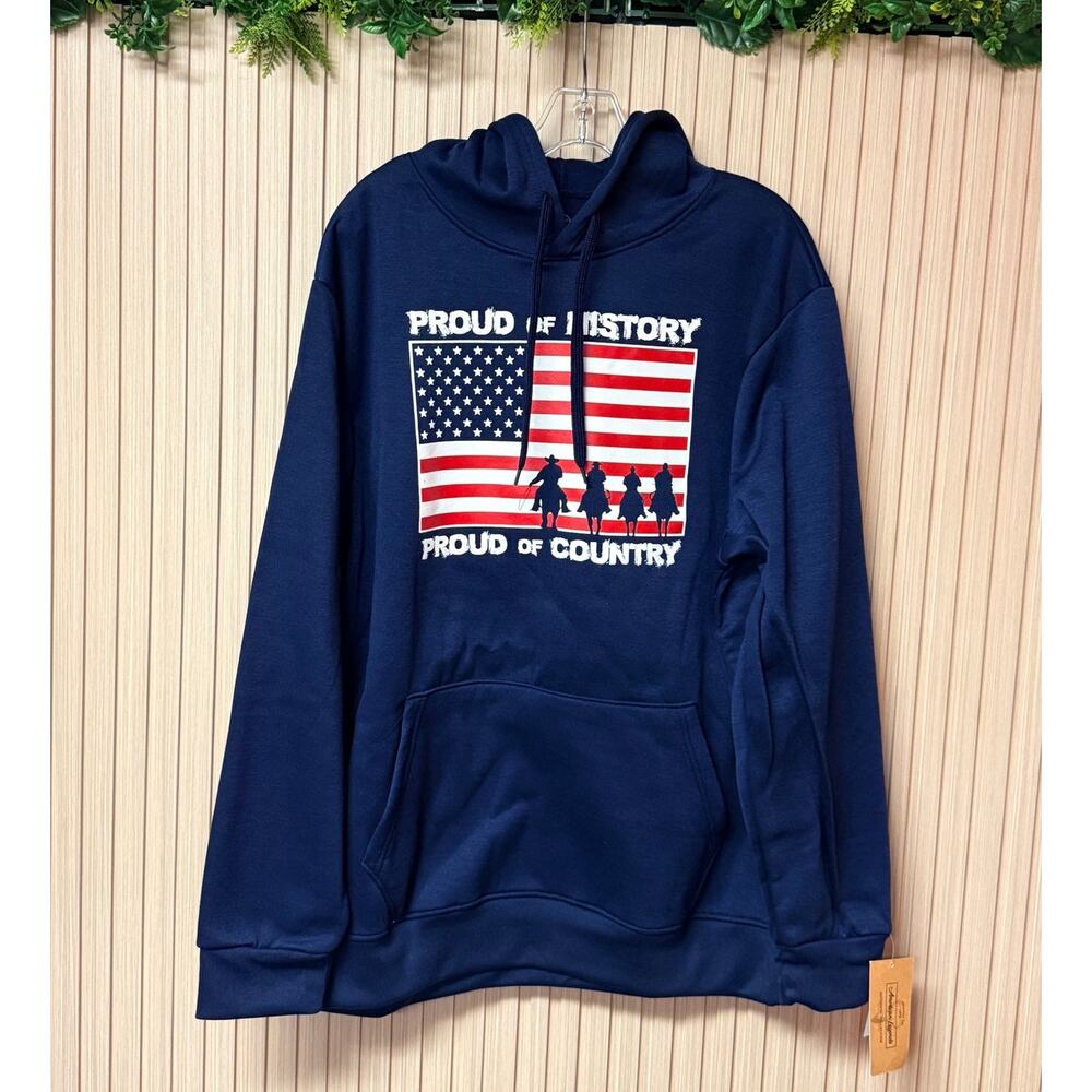 American Legends 'Proud of History' Hoodie Unisex XL Navy NWT